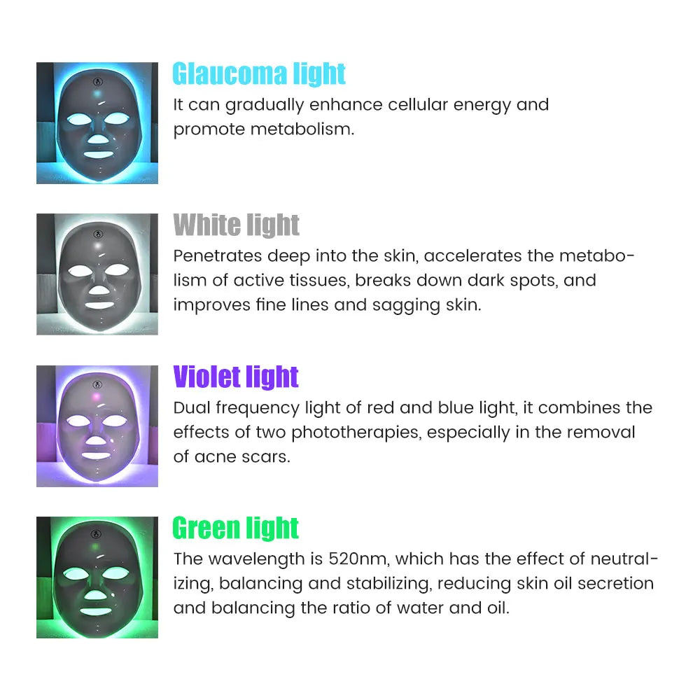 Masque LED Visage 7 Couleurs – Anti-Âge & Peau Éclatante ✨